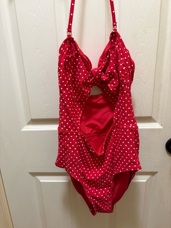 Betsey Johnson Other - Betsey Johnson Red Polka Dot One Piece Swimsuit Size M Retro Pin Up Bow Cutout